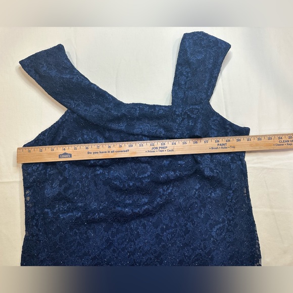 Vince Camuto off the shoulder Navy Blue metallic Gown Size 16W - Picture 6 of 8